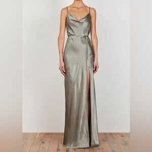 NWT Shona Joy La Lune Bias Cowl Maxi Dress Revolve Olive Green Size 4